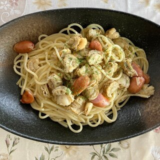 缶詰で☆ベビーホタテの和風パスタ